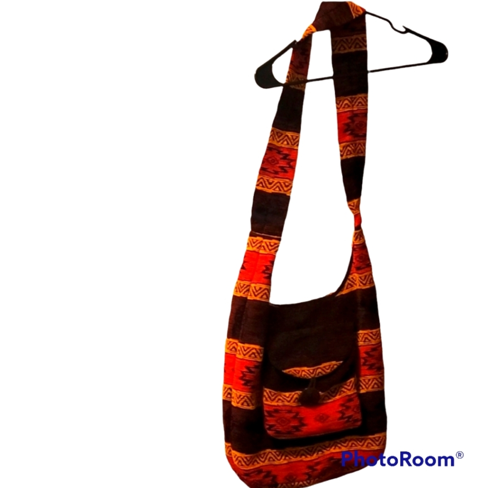 Hippie bag with wolf's and dream catchers, beautiful boho look, holds a lot!
